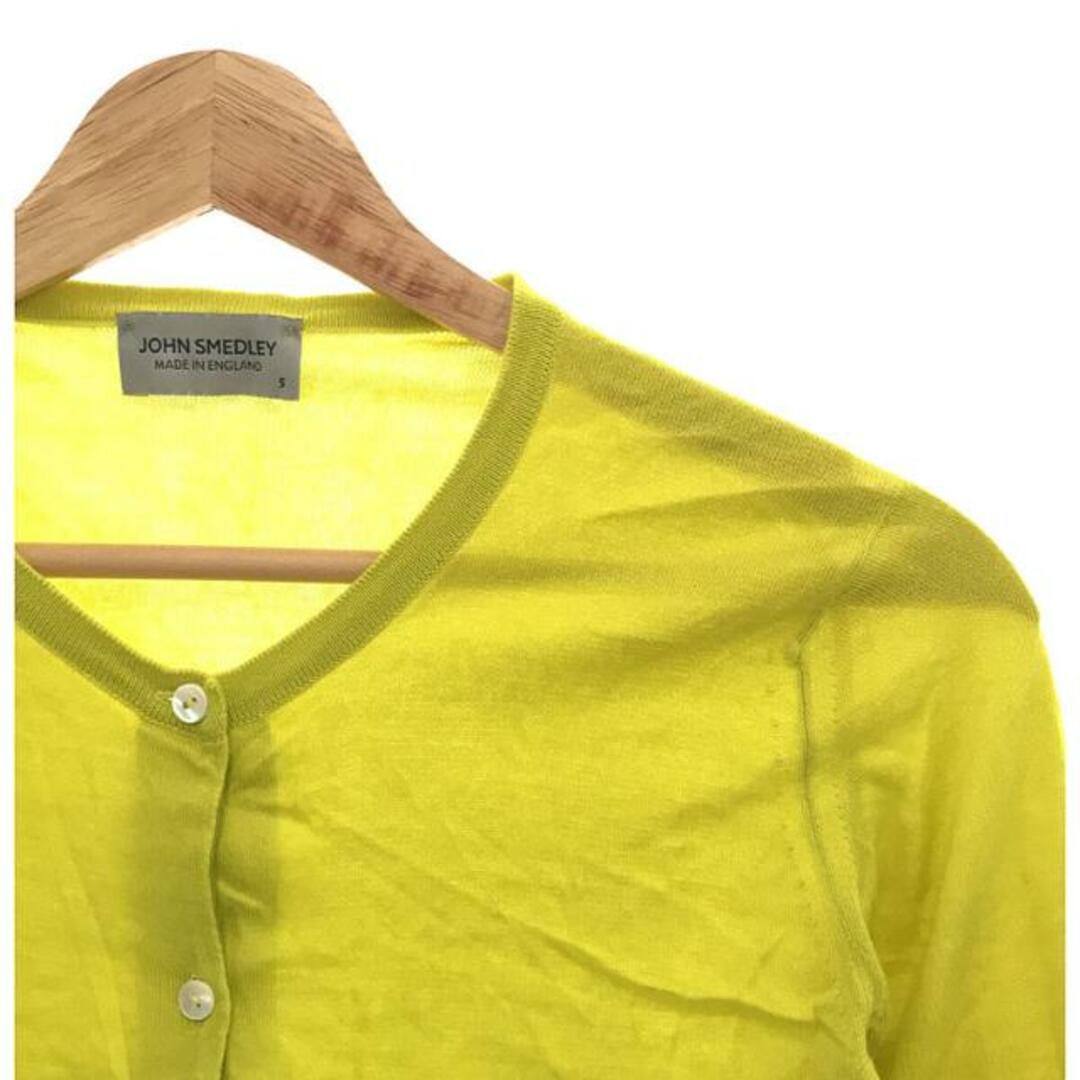 JOHN SMEDLEY / ジョンスメドレー | シーアイランドコットン クルーネック ハイゲージ ニット カーディガン | S | イエロー | レディース