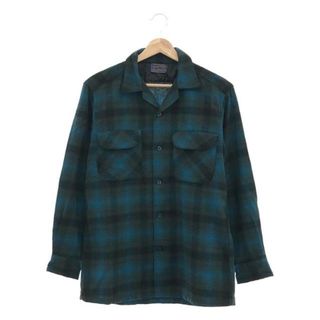 ペンドルトン(PENDLETON)のPENDLETON / ペンドルトン | 1950s～ vintage オンブレチェック ウール オープンカラーシャツ | S | ブルー/ブラック | メンズ(Tシャツ/カットソー(七分/長袖))