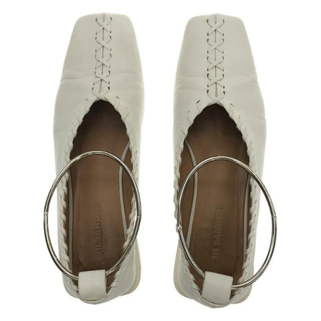 JIL SANDER / ジルサンダー | アンクレット バレエシューズ | 34 1/2 | ホワイト | レディース JIL SANDER / ジルサンダー | アンクレット バレエシューズ | 34 1/2 | ホワイト | レディース