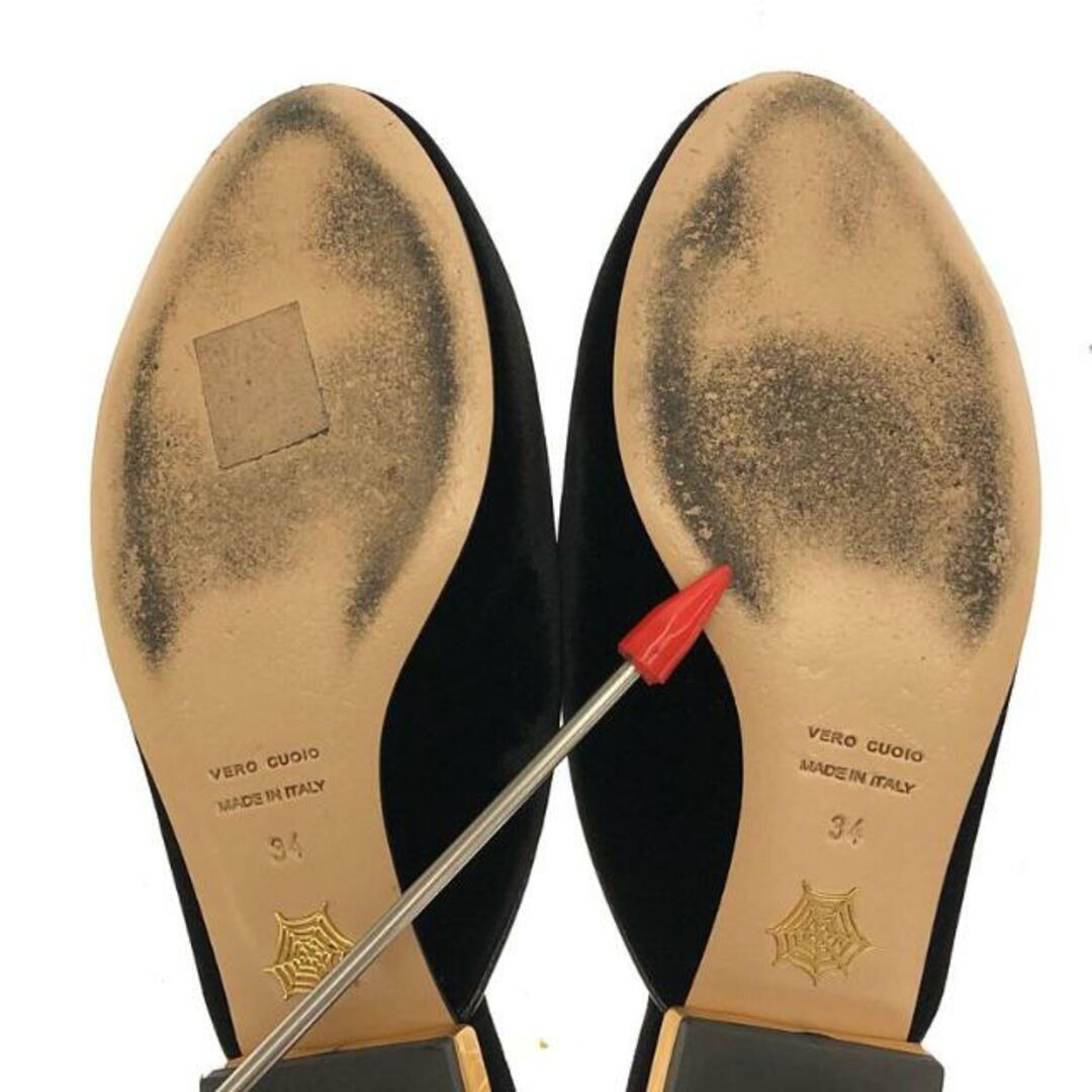 Charlotte Olympia / シャーロットオリンピア | Gold Velvet Kitty Flat Mules ミュール パンプス | 34 | Black | レディース レディースの靴/シューズ(サンダル)の商品写真