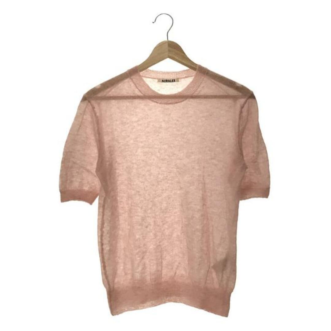 AURALEE(オーラリー)のAURALEE / オーラリー | 2023SS | KID MOHAIR SHEER KNIT TEE | 1 | ピンク | レディース レディースのトップス(ニット/セーター)の商品写真