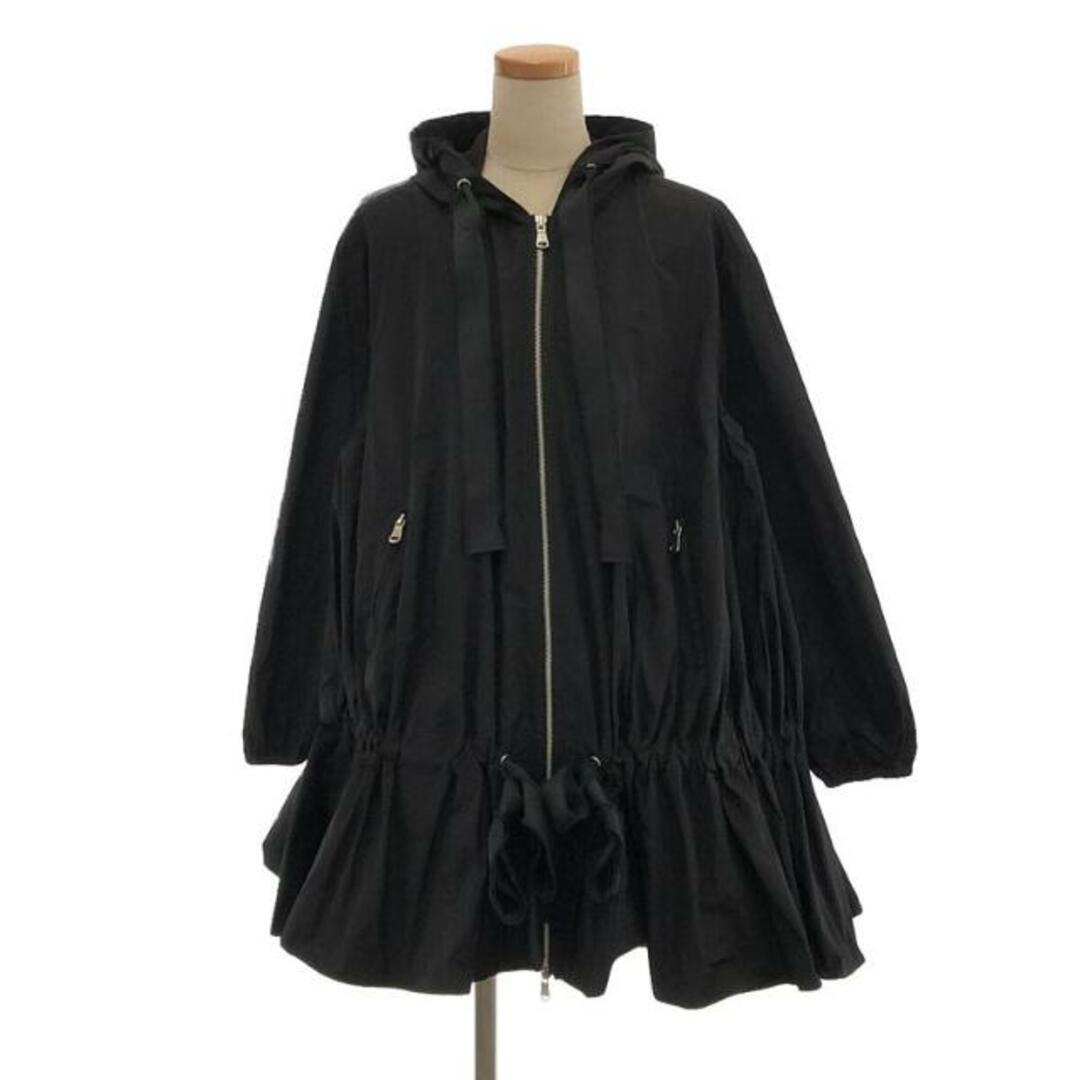 【新品】  RED VALENTINO / レッドヴァレンティノ | ギャザー 切替 フーデッドコート | 38 | ブラック | レディース