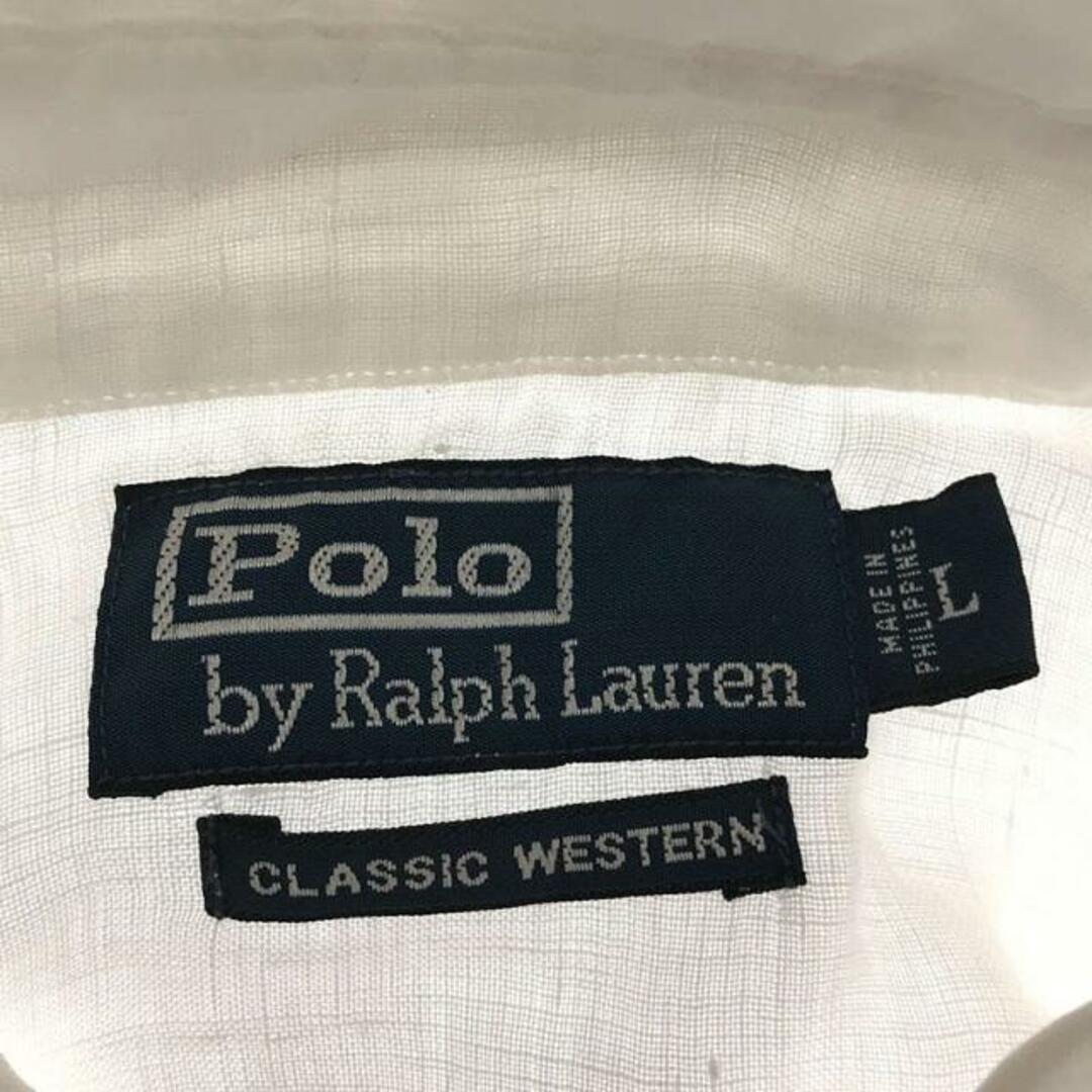 POLO RALPH LAUREN(ポロラルフローレン)の【美品】  POLO RALPH LAUREN / ポロラルフローレン | ビッグシルエット リネン ウエスタンシャツ | L | ホワイト | メンズ メンズのトップス(Tシャツ/カットソー(七分/長袖))の商品写真