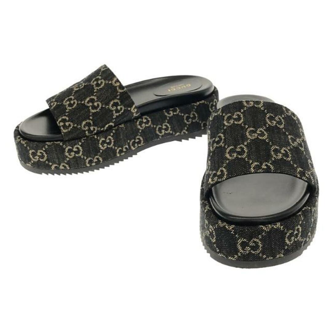 美品】GUCCI グッチ サンダル GG柄 インターロッキング レザー 黒-