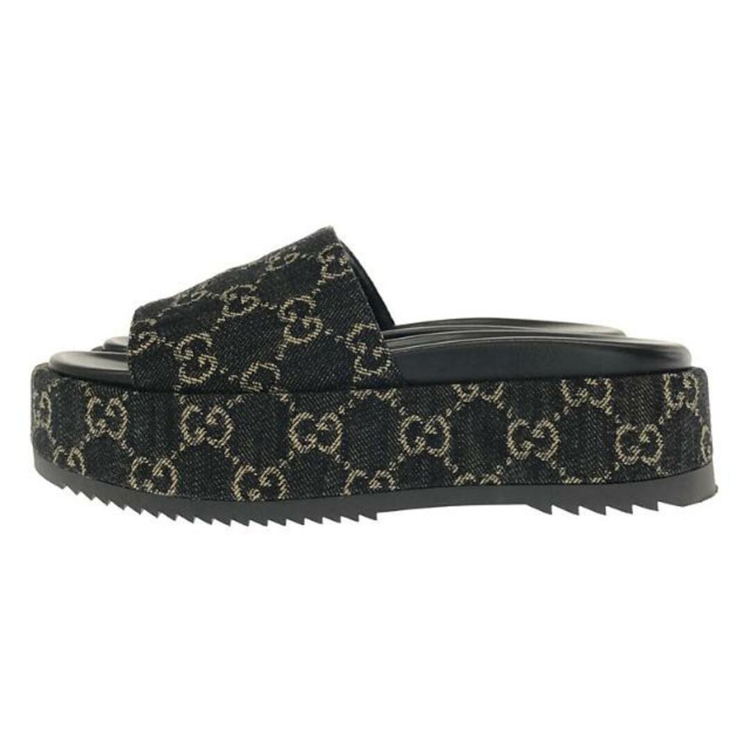 Gucci(グッチ)の【美品】  GUCCI / グッチ | モノグラム プラットフォーム スライド サンダル | 37 1/2 | ブラック | レディース レディースの靴/シューズ(サンダル)の商品写真