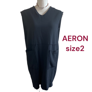 アーロン(AERON)の美品アーロン　切りっぱなしのお洒落なワンピース　サイズ2、M、9号 AERON(ひざ丈ワンピース)