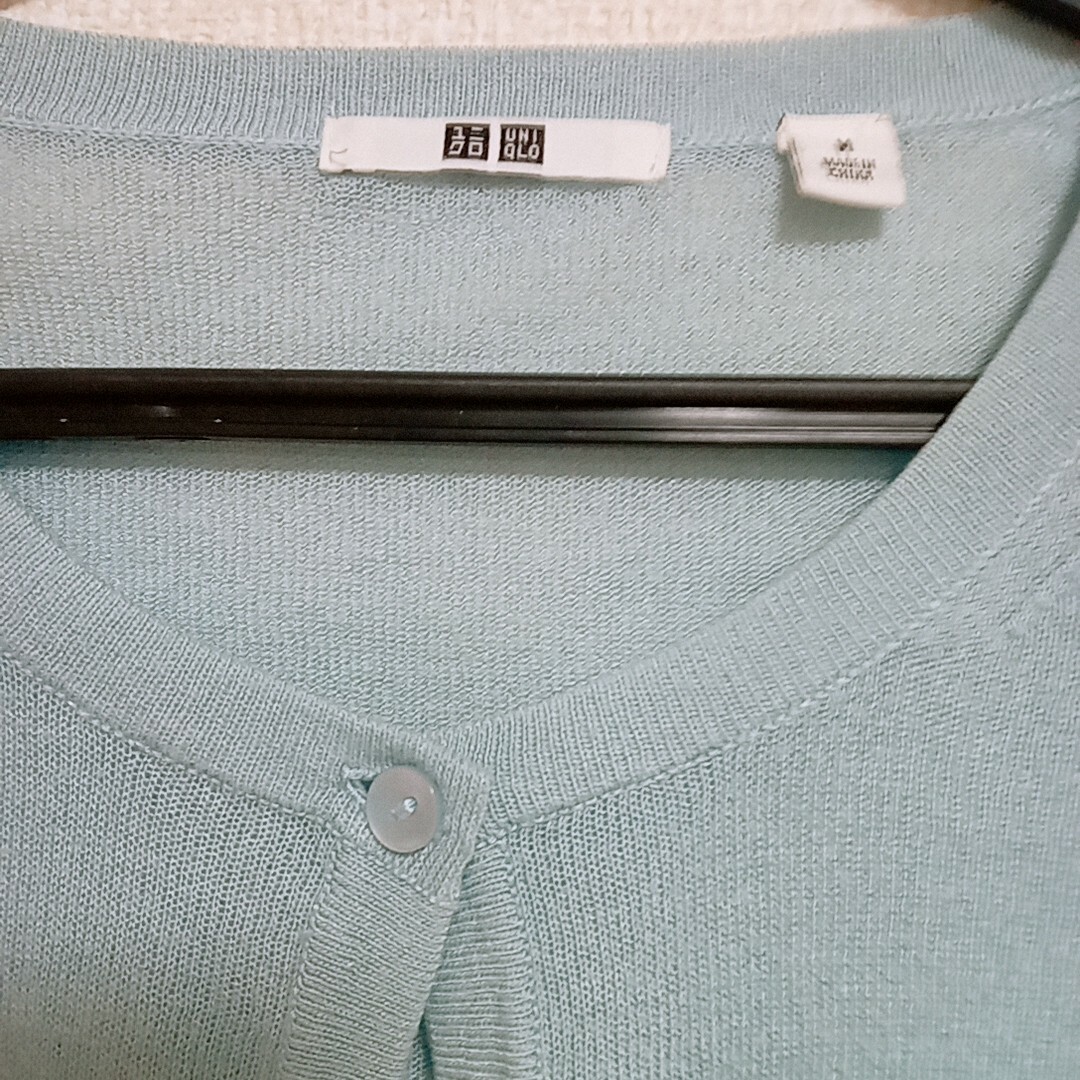 UNIQLO - UNIQLO 半袖カーディガン シアートップス ライトブルー 水色