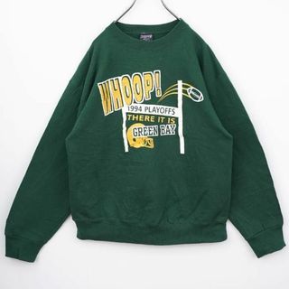 USA製 90s NFL パッカーズ ジャンスポーツ プリントスウェット L緑の