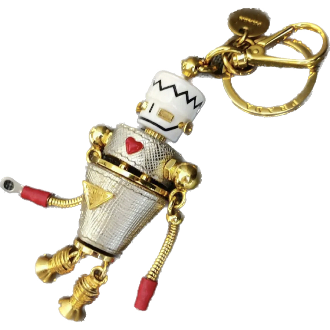 【極美品】プラダ トリック ロボット エドワード 三角ロゴ  キーホルダー