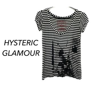 ヒステリックグラマー(HYSTERIC GLAMOUR)のHYSTERIC GLAMOUR Vネック ボーダー 半袖 カットソー トップス(カットソー(半袖/袖なし))