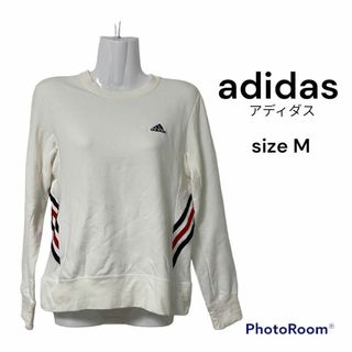 アディダス(adidas)のadidas アディダス　長袖　トップス　Mサイズ　ホワイト　ロゴ入り(パーカー)