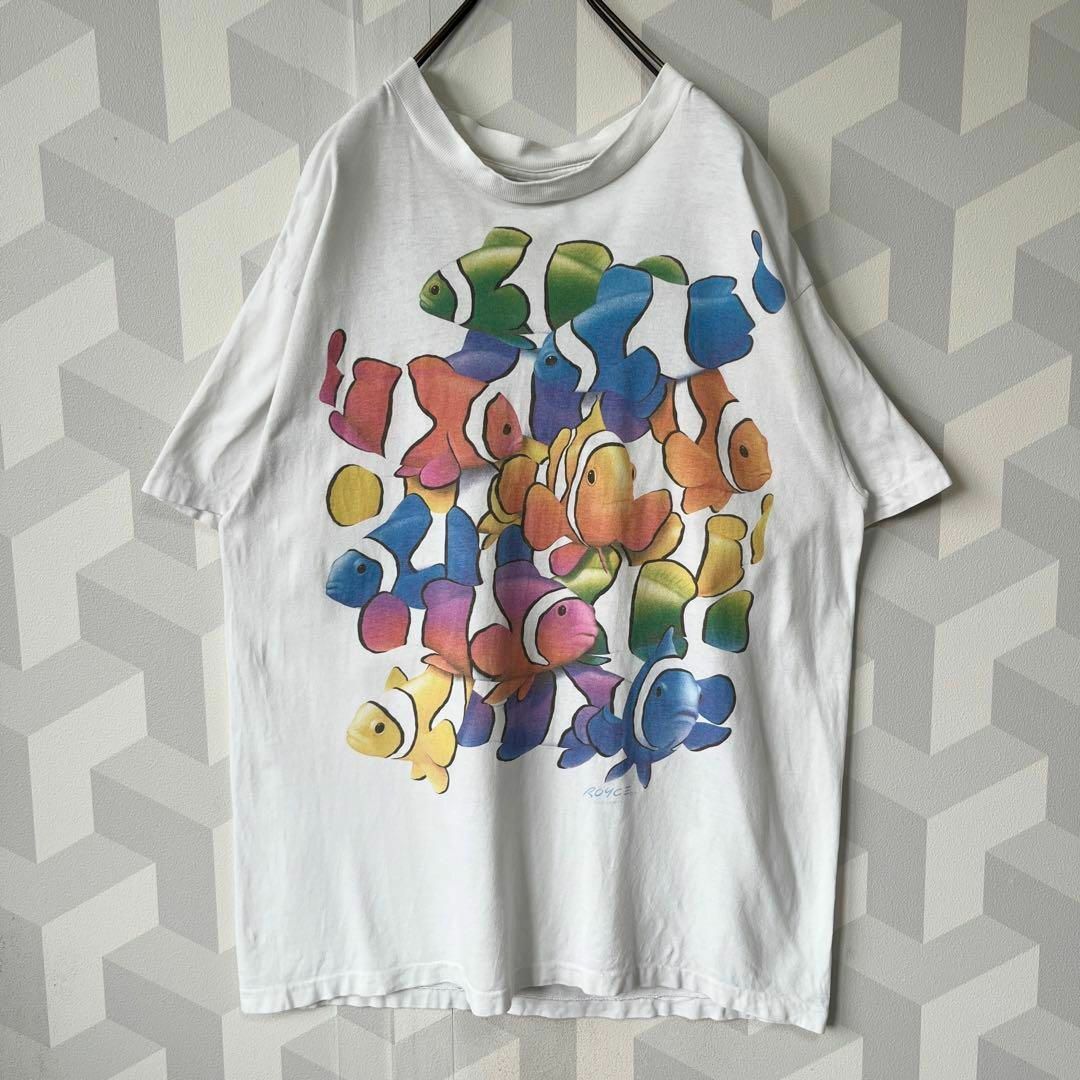 ビンテージ　デザイン　熱帯魚　クマノミ　アート　魚　プリント　Ｔシャツ