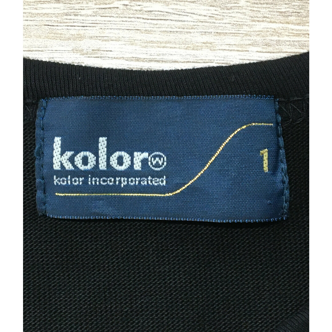 カラー kolor ベロア生地 裾フリル 半袖Tシャツ    レディース 1 2