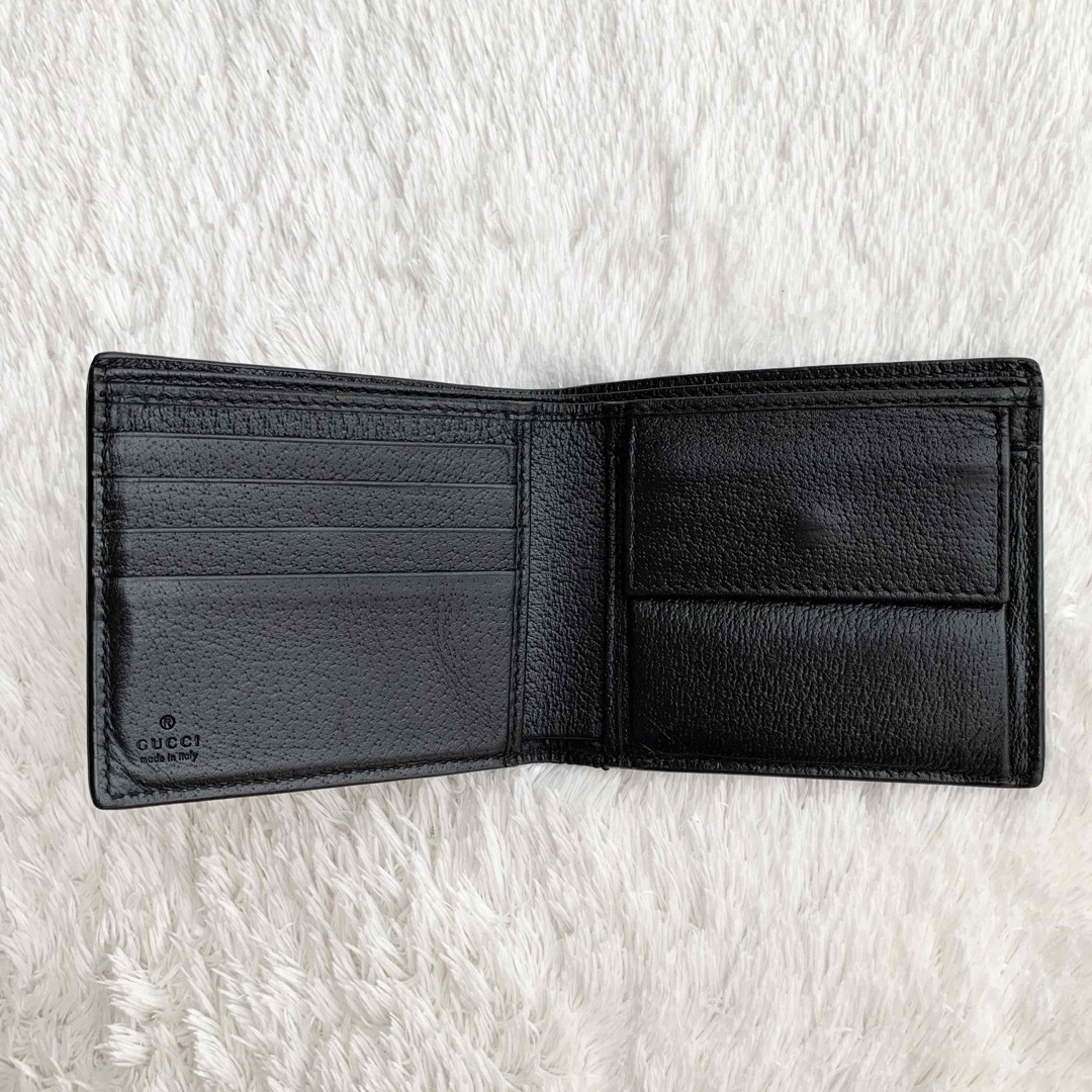 高級品 ☆美品GUCCI グッチ アニマリエ 本革 二つ折り財布 ブラック