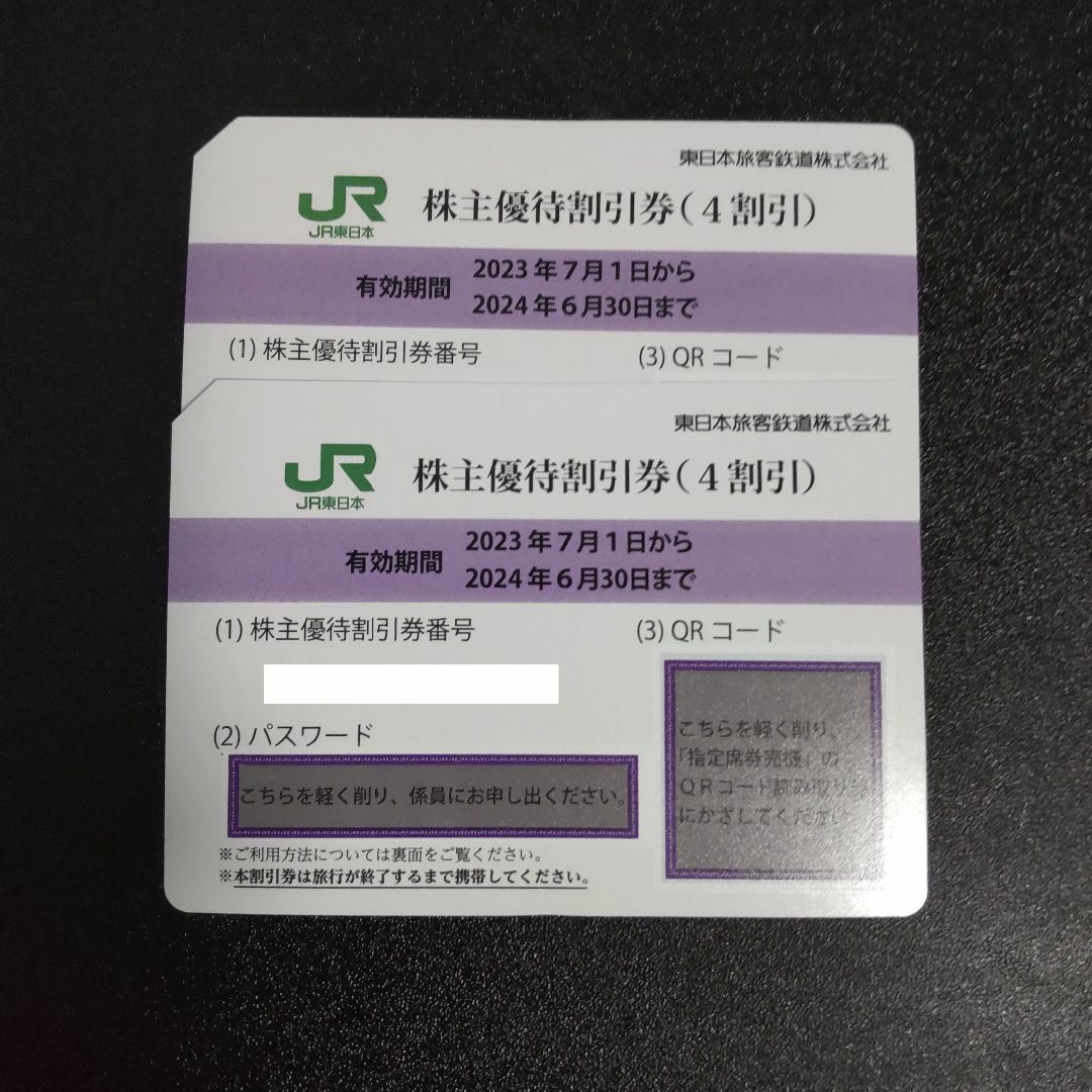 匿名発送　JR東日本  株主優待　乗車券　割引券 (4割引) 2枚セット