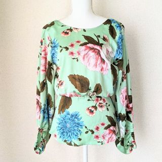 ザラ(ZARA)のZARA タグ付き 極美品 花柄 バックレス カットソー 長袖 Size S(カットソー(長袖/七分))