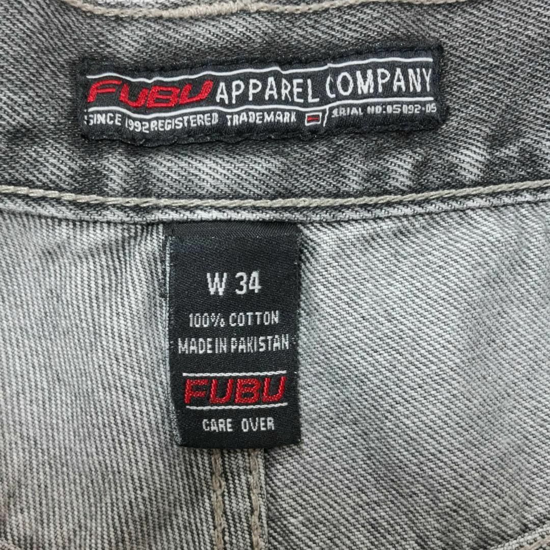 FUBU - フブ FUBU 00s W34 ブラックデニムショートパンツ 色落ちグレー