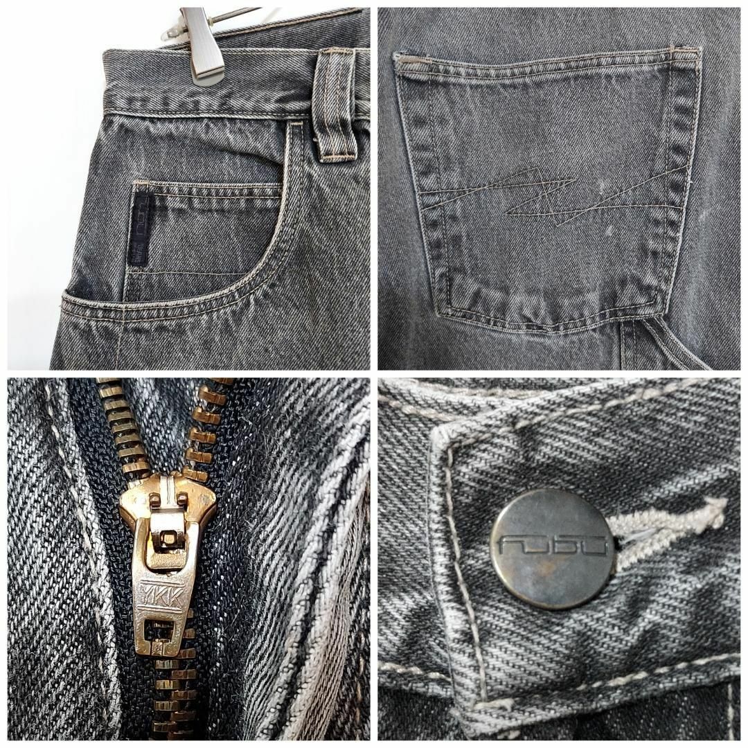 FUBU - フブ FUBU 00s W34 ブラックデニムショートパンツ 色落ちグレー