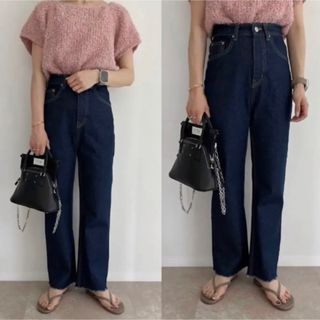 リーバイス(Levi's)のお値下げ！amie デニム　AMIE ハイウエストストレートデニム　インディゴ(デニム/ジーンズ)