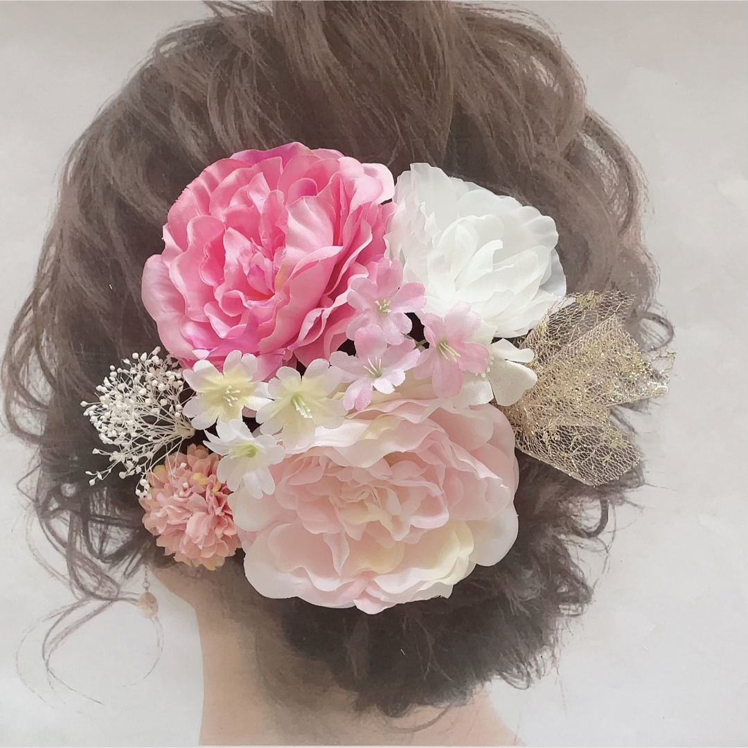 ピンク系 ヘッドドレス 髪飾り◎浴衣 成人式 和装 振袖 着物 結婚式 打掛 通販 成人式和装振袖ゆかた髪飾り