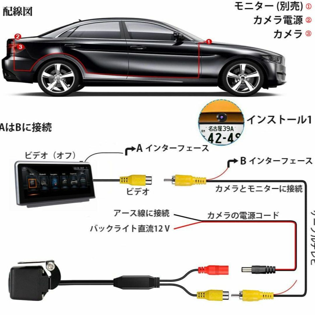 バックカメラ 車載カメラ 高画質 超広角リアカメラ超強暗視 10個の通販