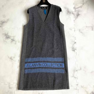 ランバンコレクション(LANVIN COLLECTION)の★現行品★ランバンコレクション★ニットワンピース★ロゴニット★グレー★38★M★(ひざ丈ワンピース)