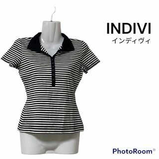 インディヴィ(INDIVI)のINDIVI インディヴィ　ボーダー　シャツ　ポロシャツ　半袖　夏服　春服(Tシャツ(半袖/袖なし))