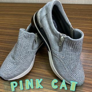 美品 靴 ☆pink cat ☆厚底 スニーカー Mサイズ  グレー(スニーカー)