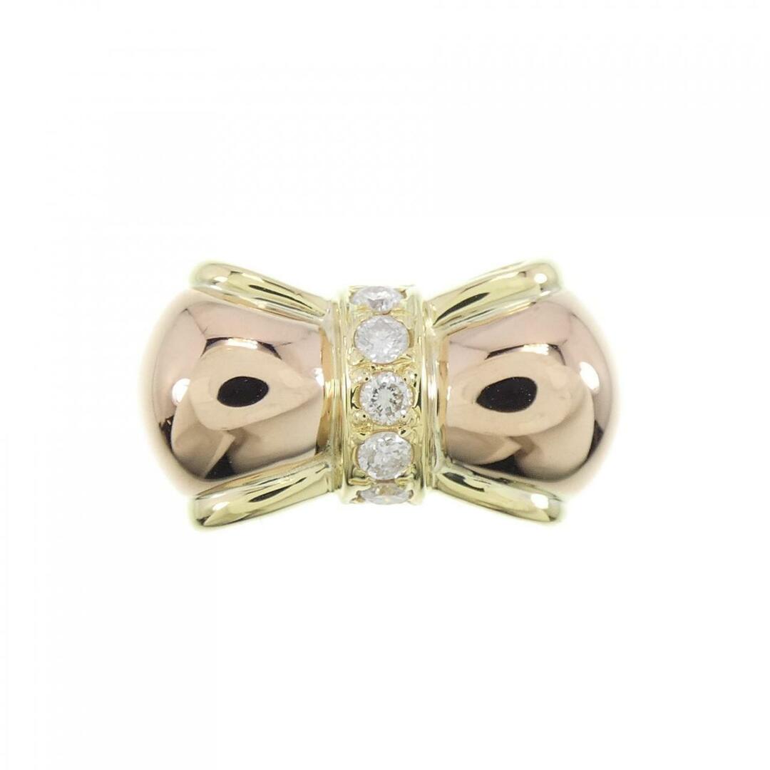 K18YG/K18PG リボン ダイヤモンド リング 0.15CT
