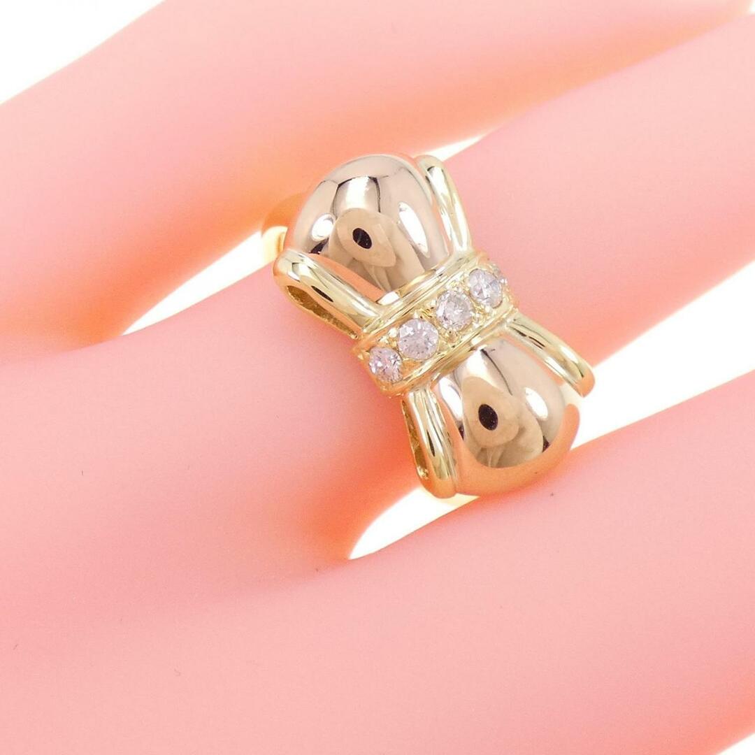 K18YG/K18PG リボン ダイヤモンド リング 0.15CT