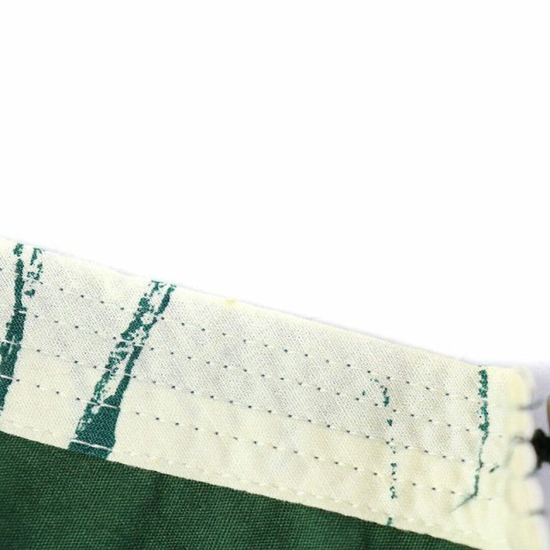 パラスパレス フレアスカート ひざ丈 サイドボタン 総柄 3 L 白 緑