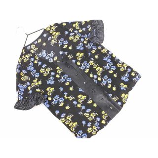 マウジー(moussy)のAZUL BY MOUSSY アズールバイマウジー ドット 花柄 フリルスリーブ ブラウス シャツ sizeS/黒 ■◆ レディース(シャツ/ブラウス(半袖/袖なし))