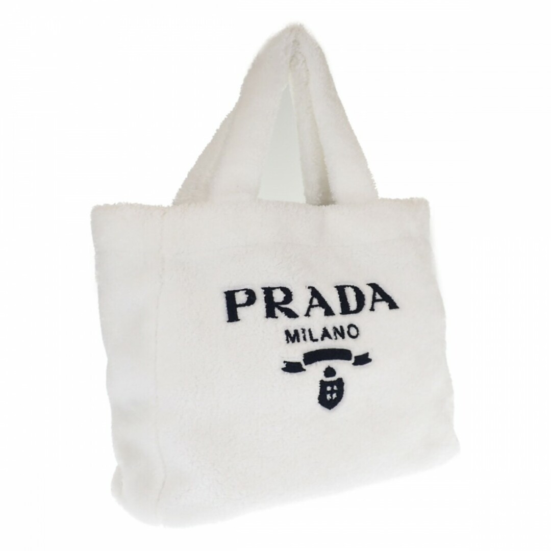 バッグ【SAランク】PRADA プラダ テリー トートバッグ 1BG130 テリー bianco ビアンコ ホワイト レディース トライアングルロゴ【ISEYA】