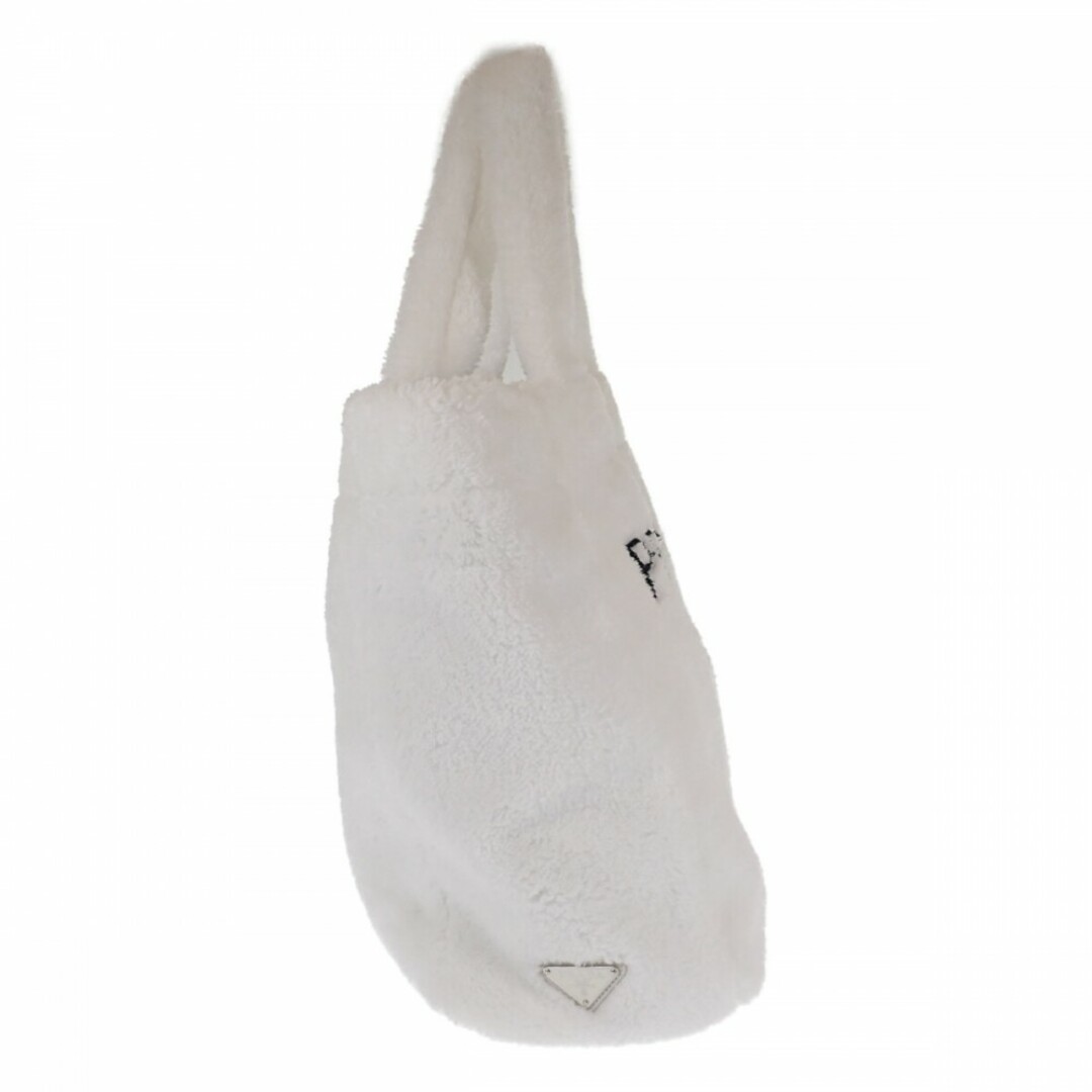 【中古】【SAランク】PRADA プラダ テリー トートバッグ 1BG130 テリー bianco ビアンコ ホワイト レディース  トライアングルロゴ【ISEYA】