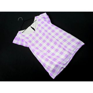 ロペピクニック(Rope' Picnic)のロペピクニック シフォン チェック フリル ブラウス シャツ size38/白ｘ紫 ■◆ レディース(シャツ/ブラウス(半袖/袖なし))