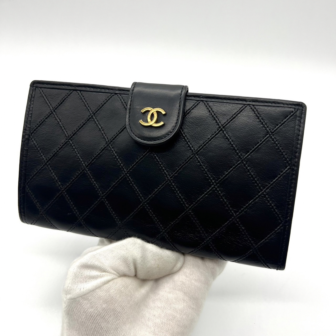 CHANEL(シャネル)の美品！シャネル　ビコローレ　がま口　長財布　ブラック レディースのファッション小物(財布)の商品写真