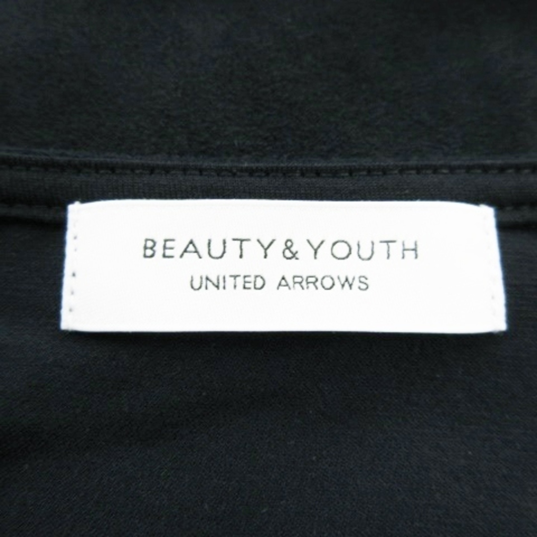 BEAUTY&YOUTH UNITED ARROWS(ビューティアンドユースユナイテッドアローズ)のB&Y カットソー Vネック 半袖 折返し フェイクスエード 薄手 黒 ブラック レディースのトップス(カットソー(半袖/袖なし))の商品写真