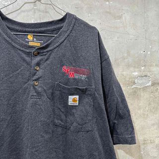 カーハート(carhartt)のUSA古着カーハート ヘンリーネックTシャツ 企業物 XL ビッグサイズ(Tシャツ/カットソー(半袖/袖なし))