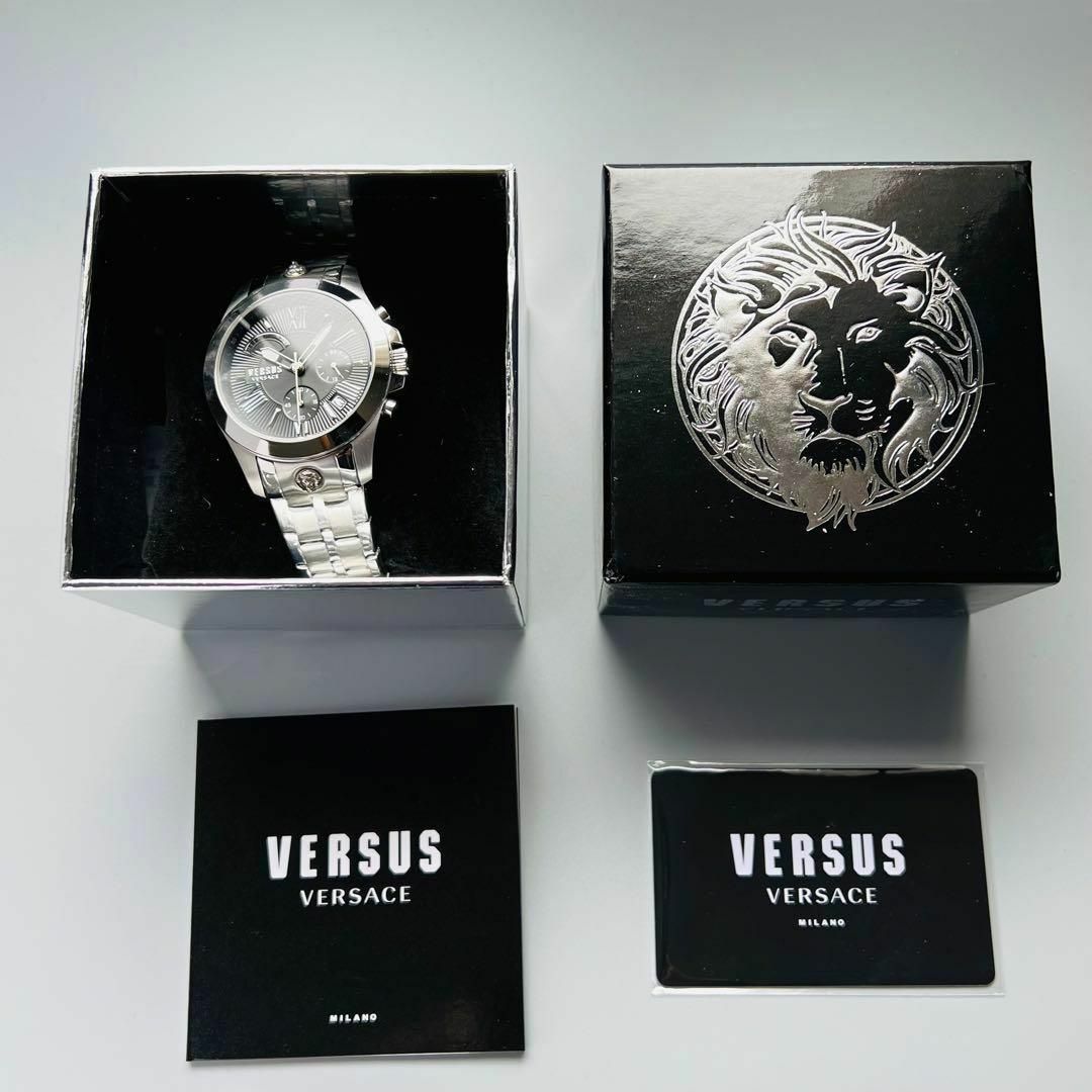 新品 VERSUS VERSACE ロゴウォッチ 腕時計 ロゴドン 黒 グレー