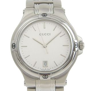 グッチ(Gucci)の【本物保証】 箱付 超美品 グッチ GUCCI メンズ クォーツ 電池 腕時計 シルバー文字盤 デイト 9040M(腕時計(アナログ))