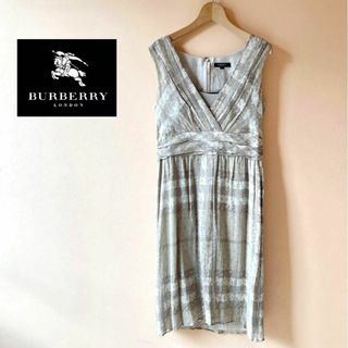 バーバリー(BURBERRY)の美品✨バーバリーロンドン✨レオパードチェック柄 カシュクールワンピース シルク(ひざ丈ワンピース)