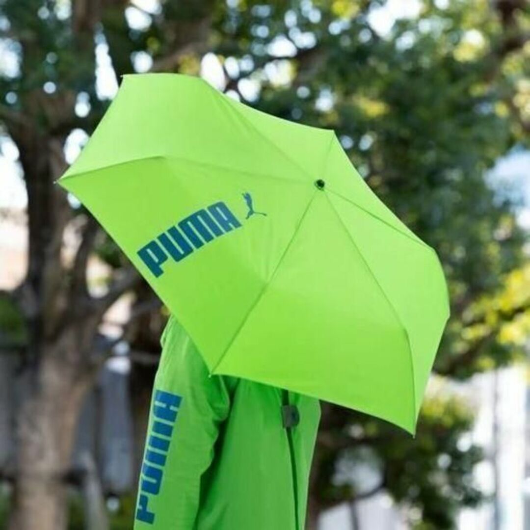 ライムグリーン　PUMA 子供用 無地ミニ折りたたみ傘 55cm　在庫5　小学生 キッズ/ベビー/マタニティのこども用ファッション小物(傘)の商品写真