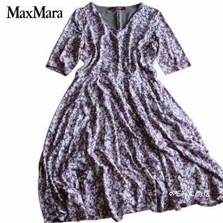 マックスマーラ(Max Mara)の【MAX MARA】ロングワンピース　花柄　ストレッチ素材　L★(ロングワンピース/マキシワンピース)