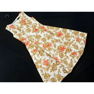 ジャスグリッティー(JUSGLITTY)のJUSGLITTY ジャスグリッティー 総柄 Aライン ワンピース size0/白ｘ茶 ■◆ レディース(ひざ丈ワンピース)