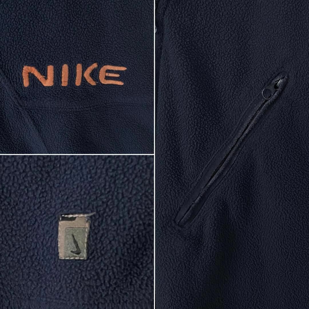 NIKE ナイキ ハーフジップフリース L ネイビー 紺 袖刺繍 スウェット