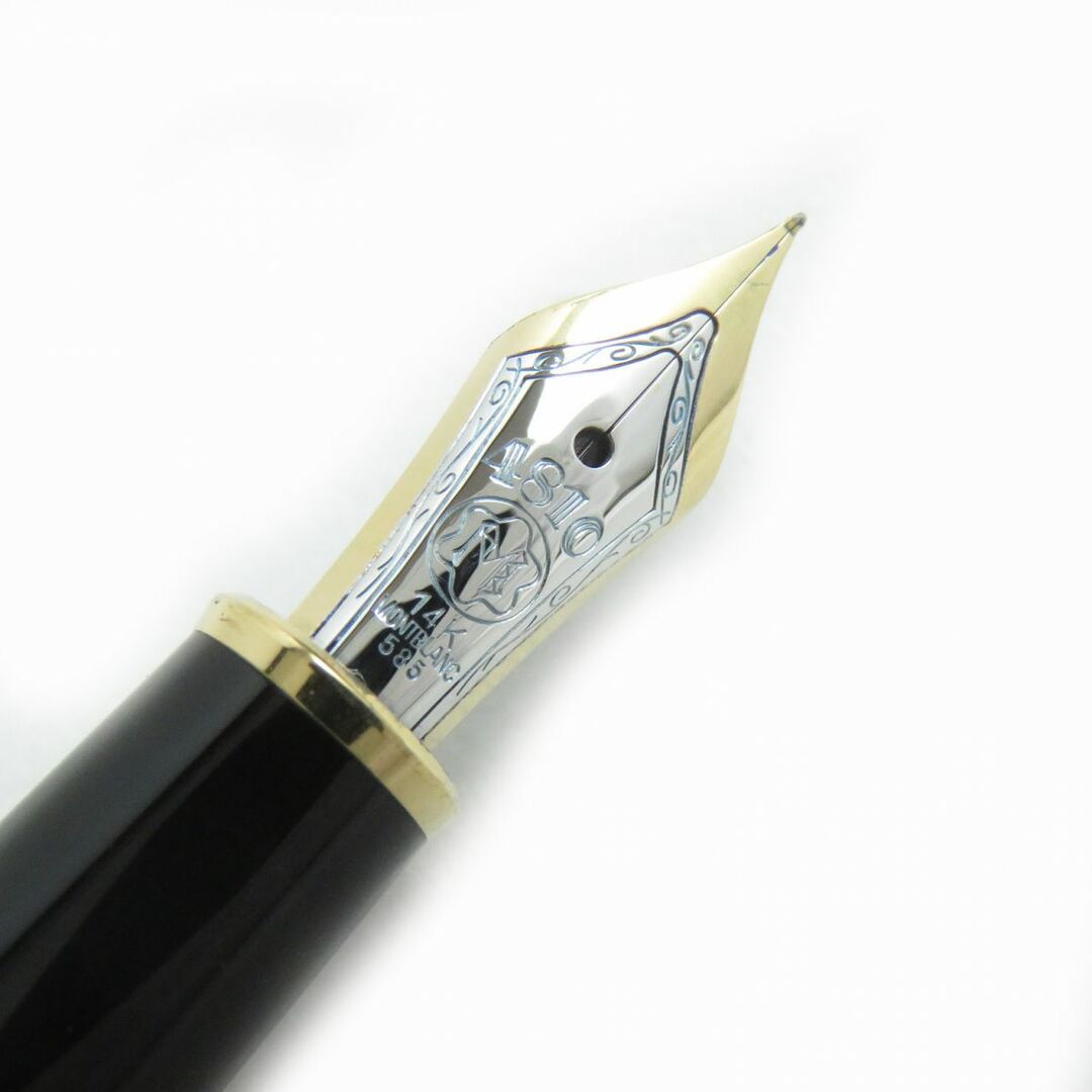 美品◆MONTBLANC モンブラン マイスターシュテュック No146 ホワイトスター ペン先14K EFニブ 万年筆 ブラック×ゴールド ドイツ製約14cm幅