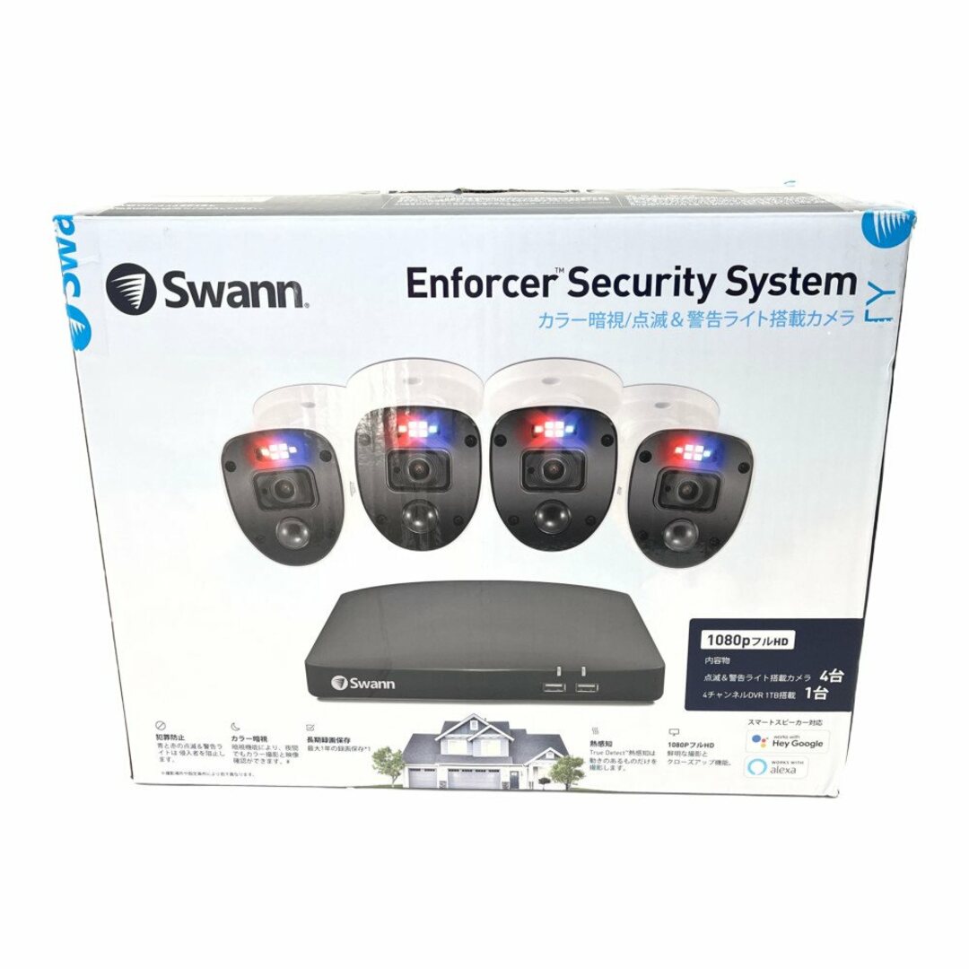 ◆◆Swann カラー暗視/点滅&警告ライト搭載カメラ　Enforcer Security System SWDVK-446804SL-JP