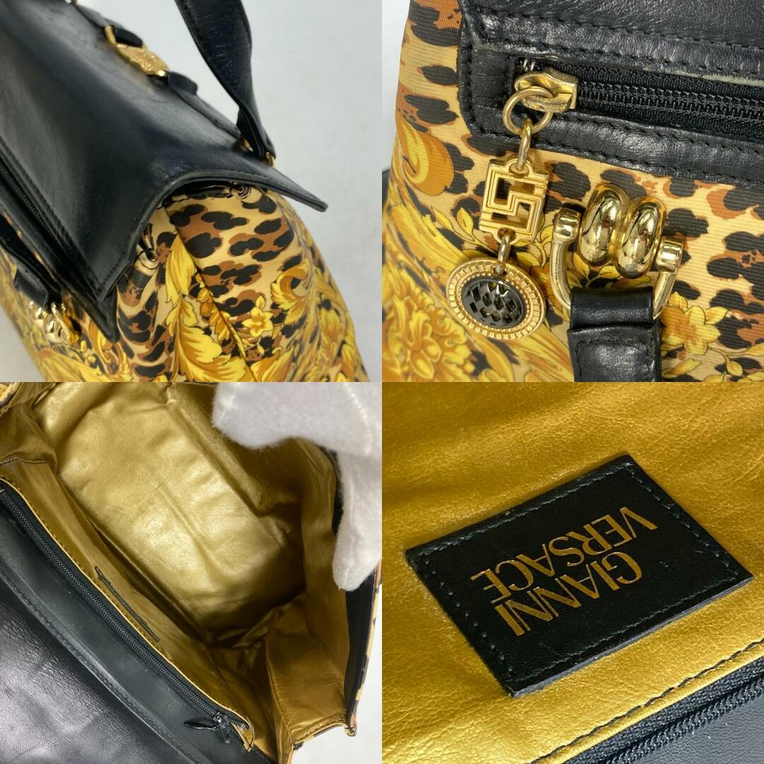 ヴィンテージ GIANNI VERSACE ハンドバッグ レオパード イエロー