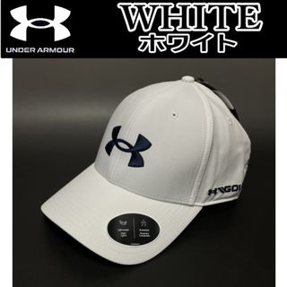 アンダーアーマー(UNDER ARMOUR)のホワイト×ネイビー ロゴ アンダーアーマー ゴルフキャップ 帽子 (キャップ)