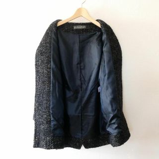 美品 FARIERO SARTI モヘヤ混 ツイード 比翼釦 ノーカラーコートの通販